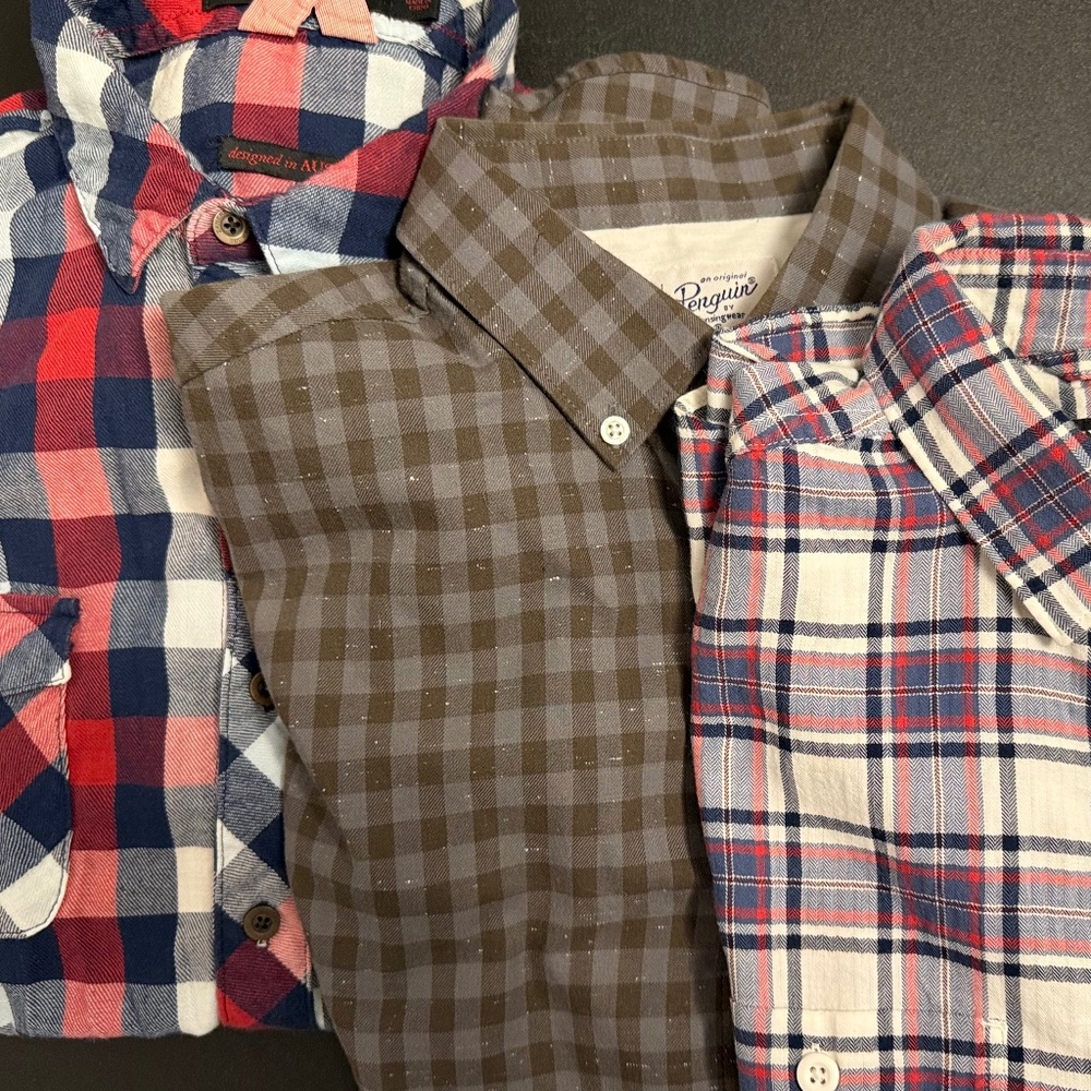 Men’s Plaid Shirt Bundle Express + Original Penguin + Zanerobe (Size Small)